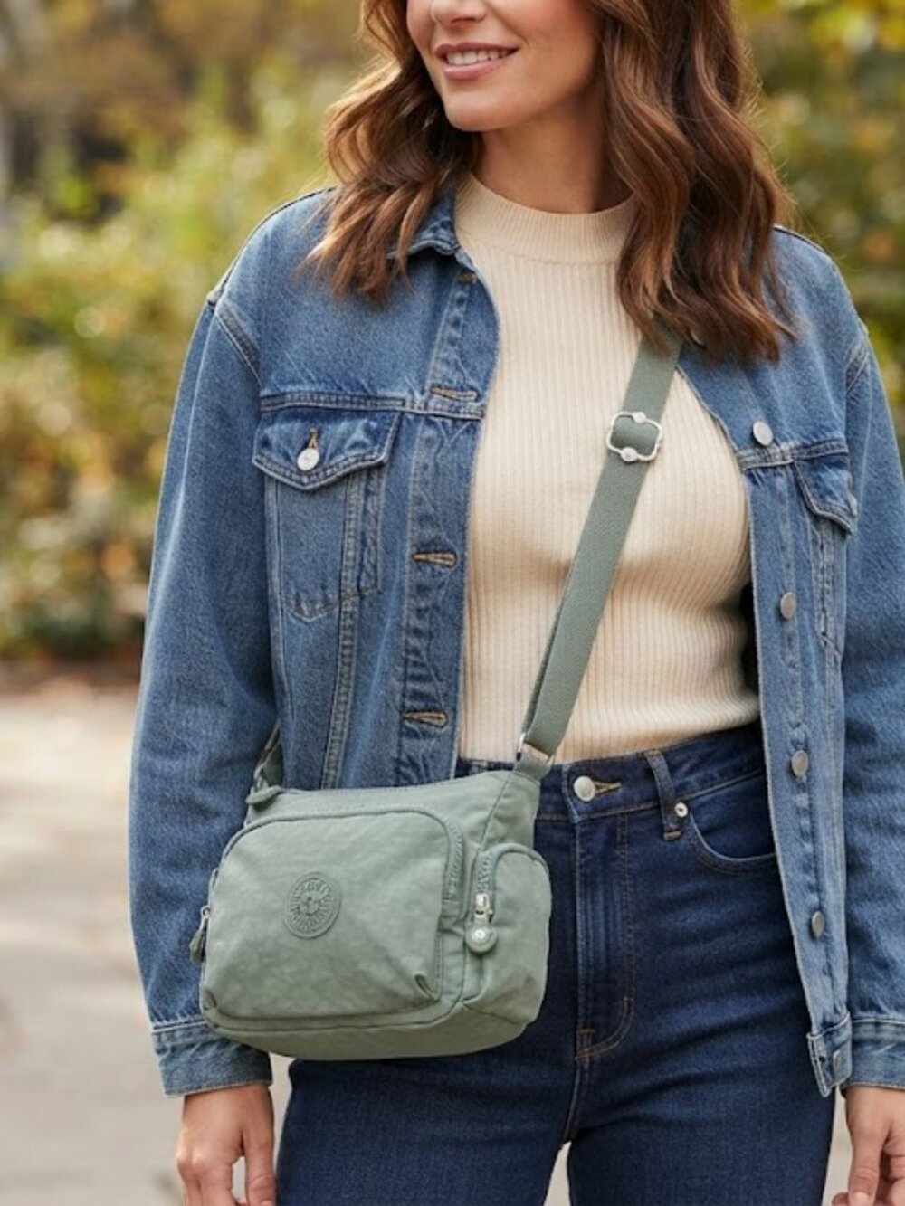 Kipling Gabbie Mini Crossbody Bag - Sage Green - Excellent Condition